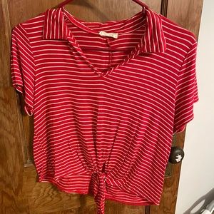 Olivia Rae - Red and white stripe crop top